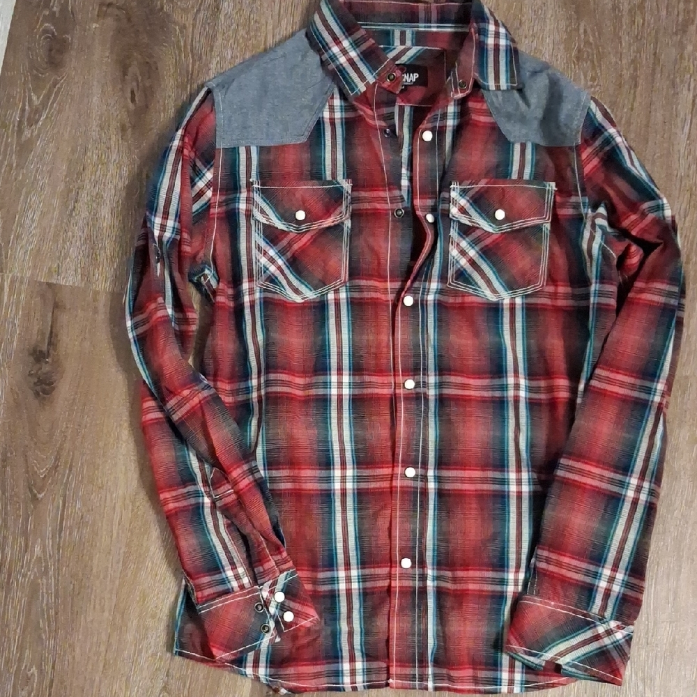 REDSNAP Men's Red and Blue Plaid Casual Shirt